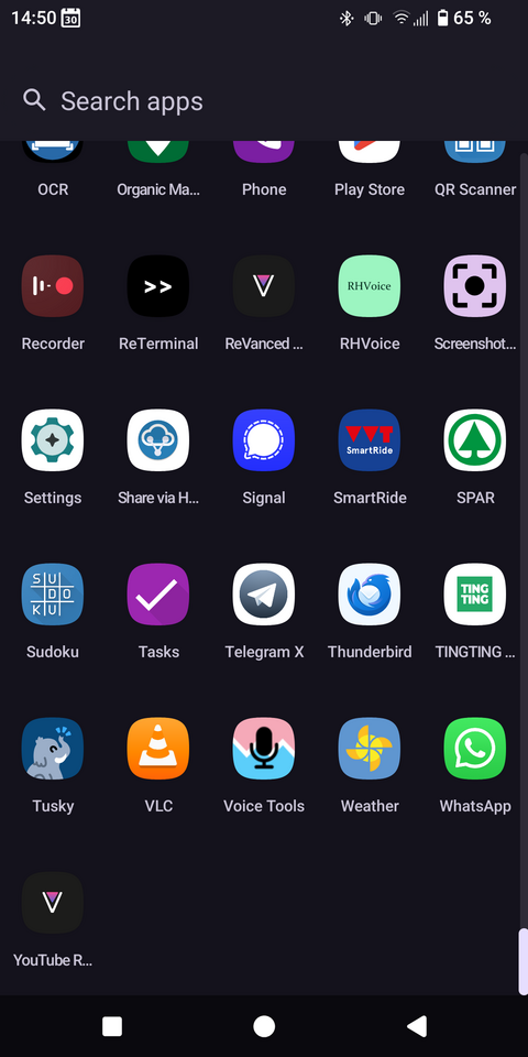 A screenshot of the trebuchet app drawer, in the third row the SPAR App icon is visible.